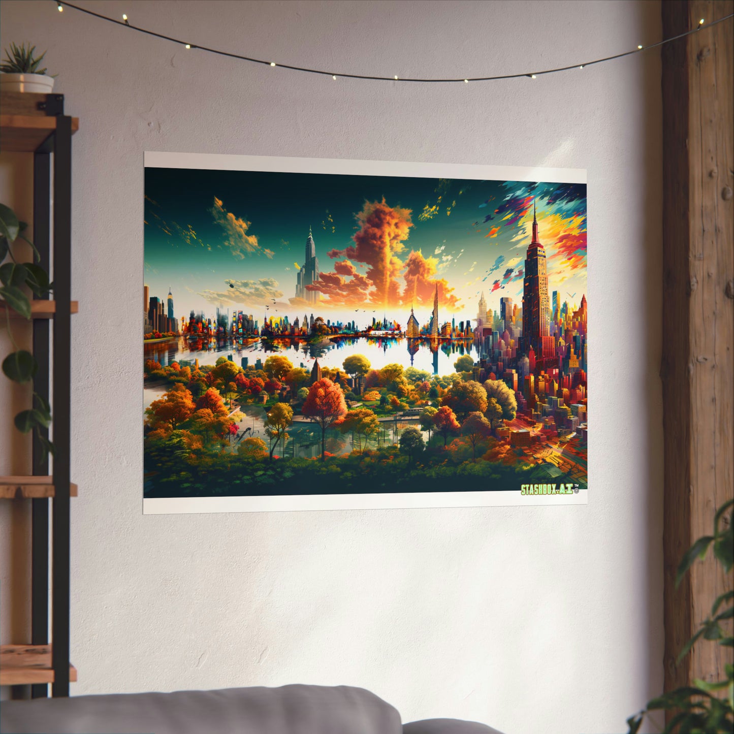 Matte Horizontal Poster New York Dreamlike Illustration of City NY 004