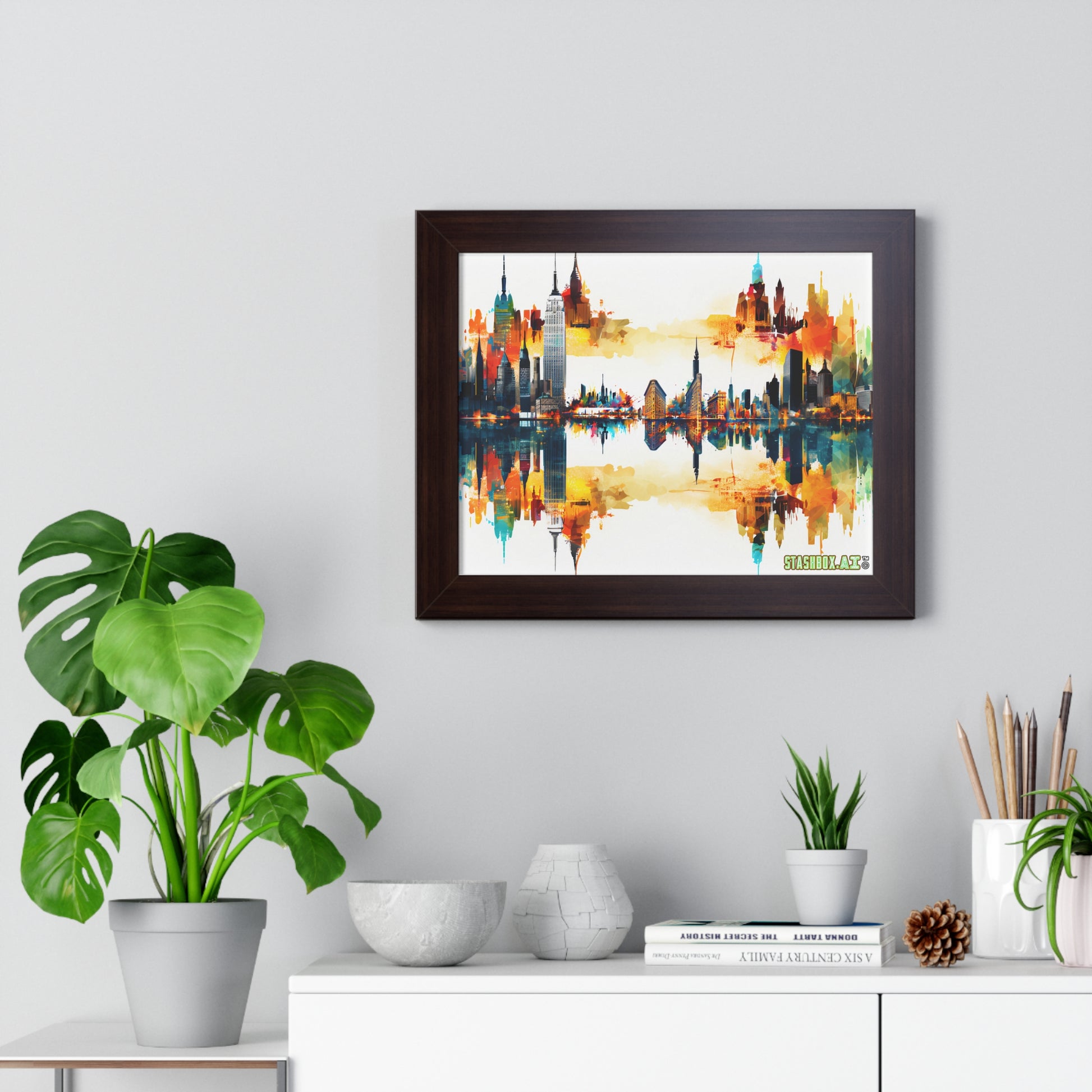 Colorful NYC Skyline Wall Art - Stashbox Watercolor Design