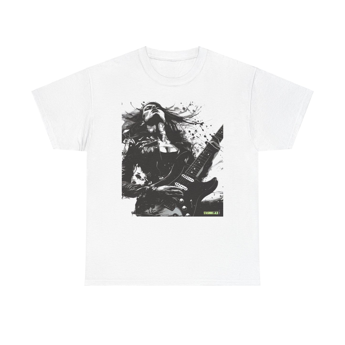 Unisex Heavy Cotton T-Shirt Girl Guitarist Rocking 001
