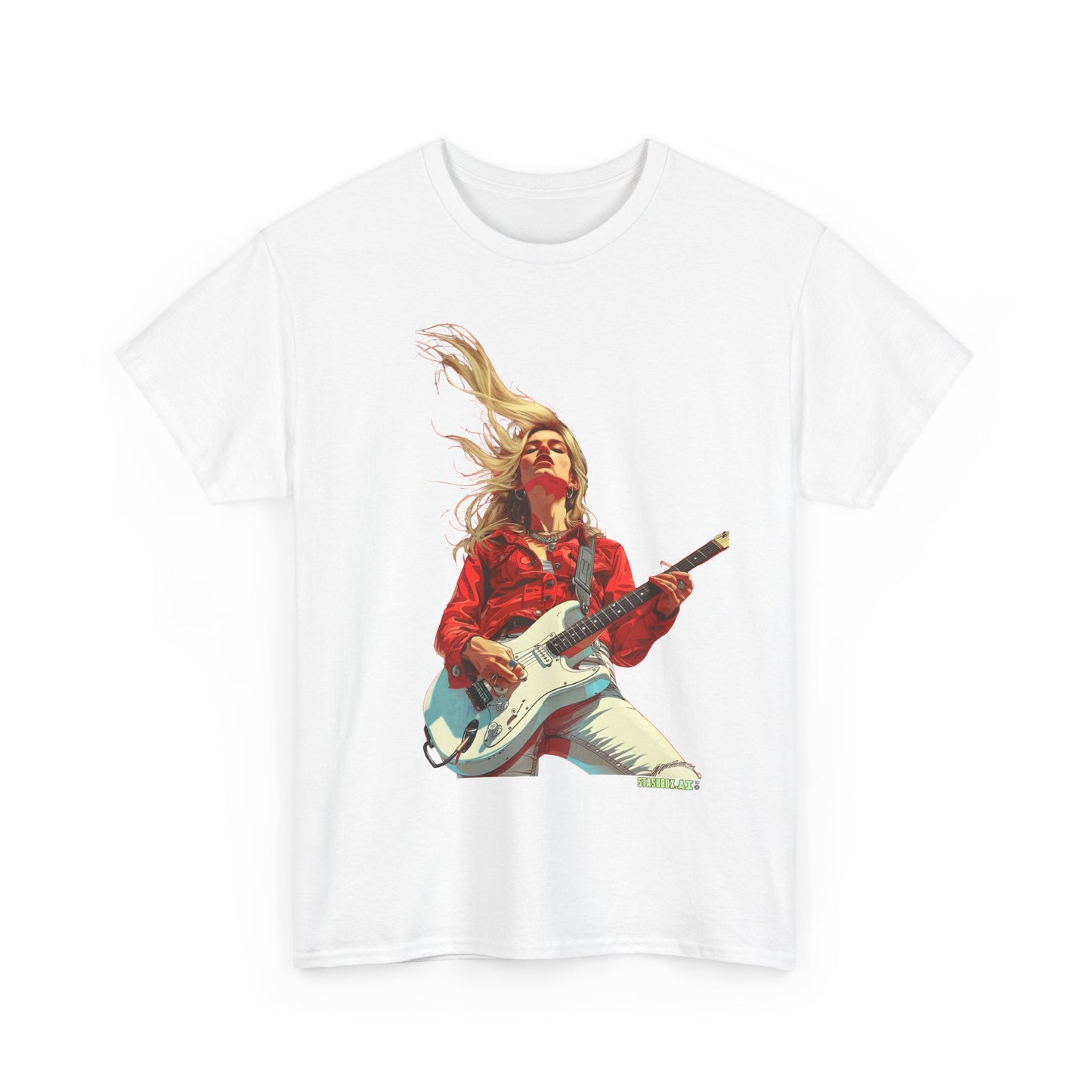Unisex Heavy Cotton T-Shirt Girl Guitarist Rocking 015