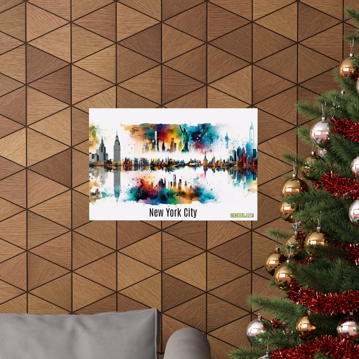 Dreamlike Illustration of a City New York Inspired -Matte Horizontal Posters - Stashbox New York Design #004