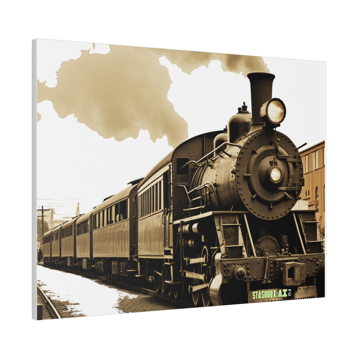 Matte Canvas, Stretched, 0.75", Classic Train Design 017
