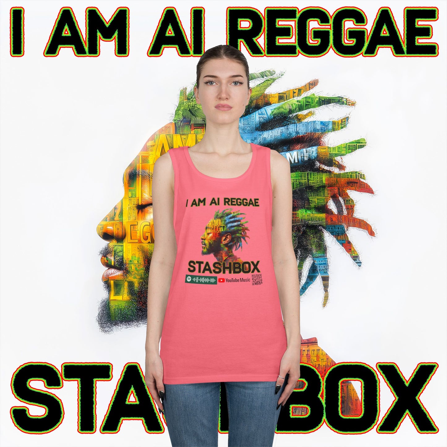 I Am AI Reggae - Stashbox - Unisex Heavy Cotton Tank Top