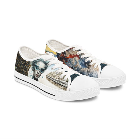 Stylish Women and Trains - Women's Low Top Sneakers 009