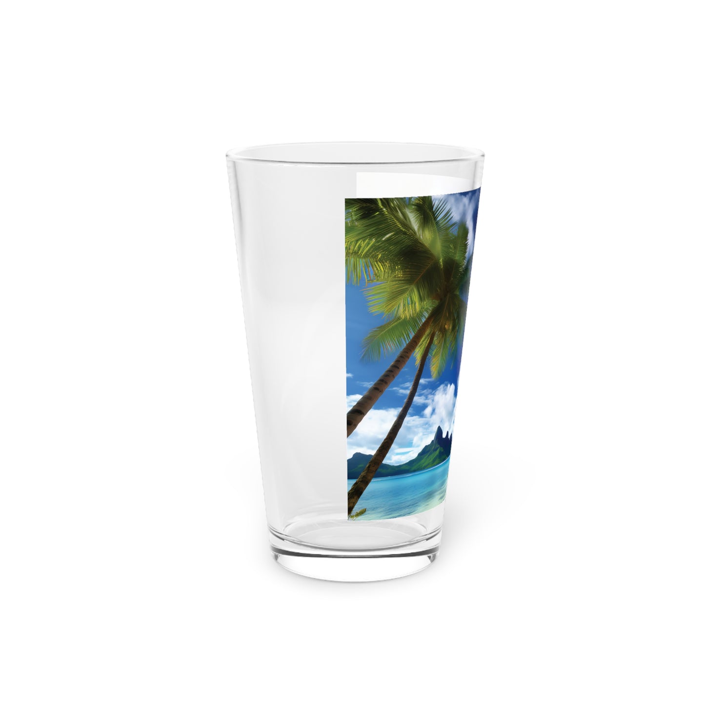 Pint Glass, 16oz Tahiti Tropical Beach Art Tropics 001