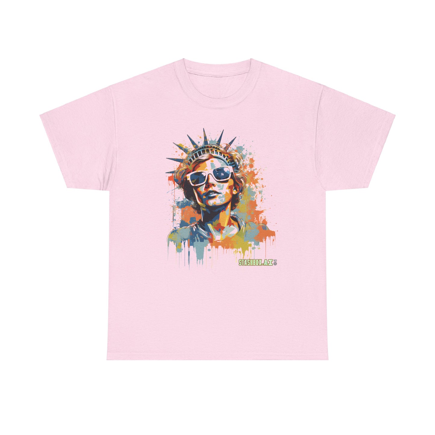 Graffiti-Inspired Statue of Liberty Man New York City - Drips and Splatters - Color Splash - Unisex Heavy Cotton Tee - Stashbox New York Design - #001