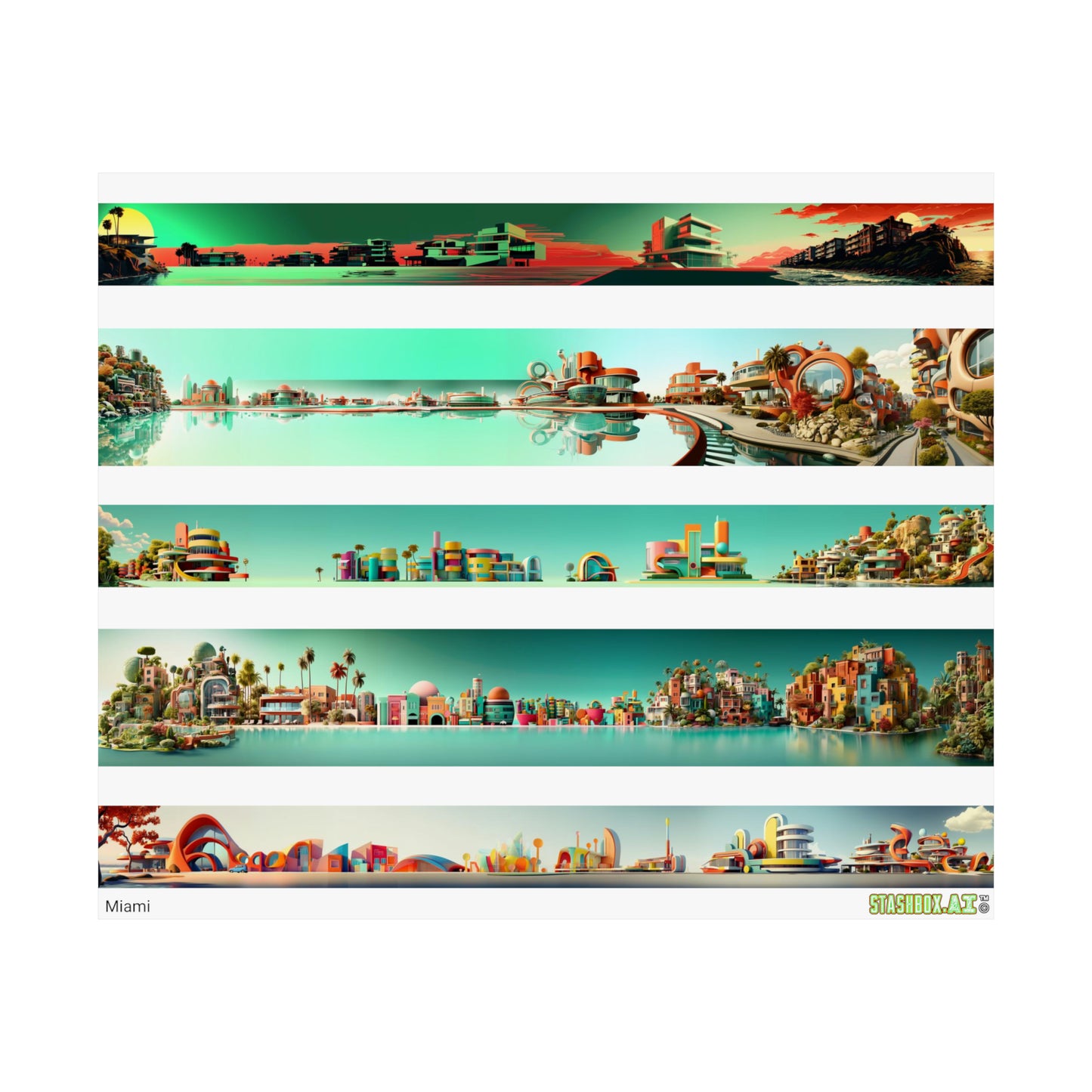 Matte Horizontal Poster Miami Architecture 5-in-1 Design 002