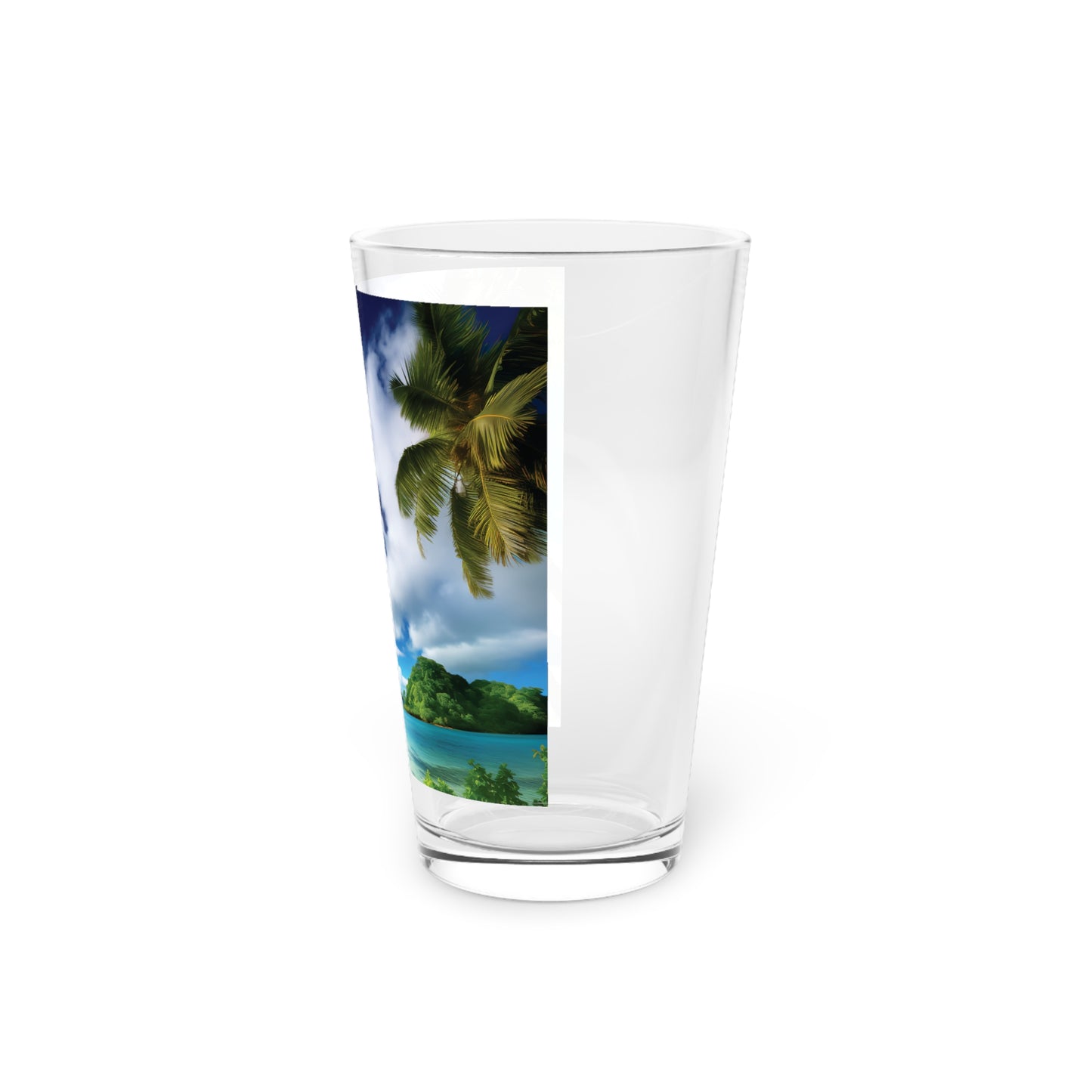 Pint Glass, 16oz Tahiti Tropical Beach Art Tropics 001