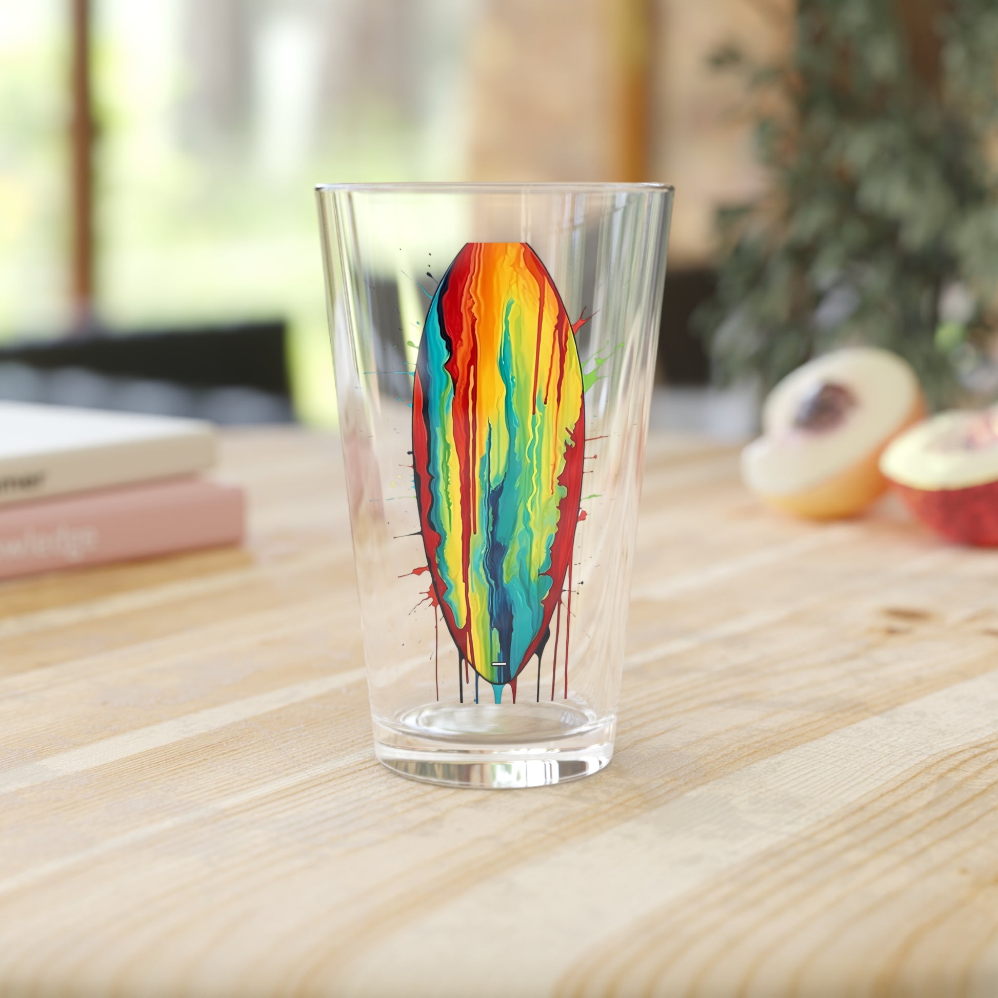 Art Meets Surf: Dive into the world of creativity with our Surfboard Wet Ink Drip Art Style Pint Glass, 16oz - Design #007. Each sip is a stroke of artistry, bringing beach vibes and color splashes to your relaxation time. 🌅🍹 #SurfArt #StashboxMagic #BeachDrinkware