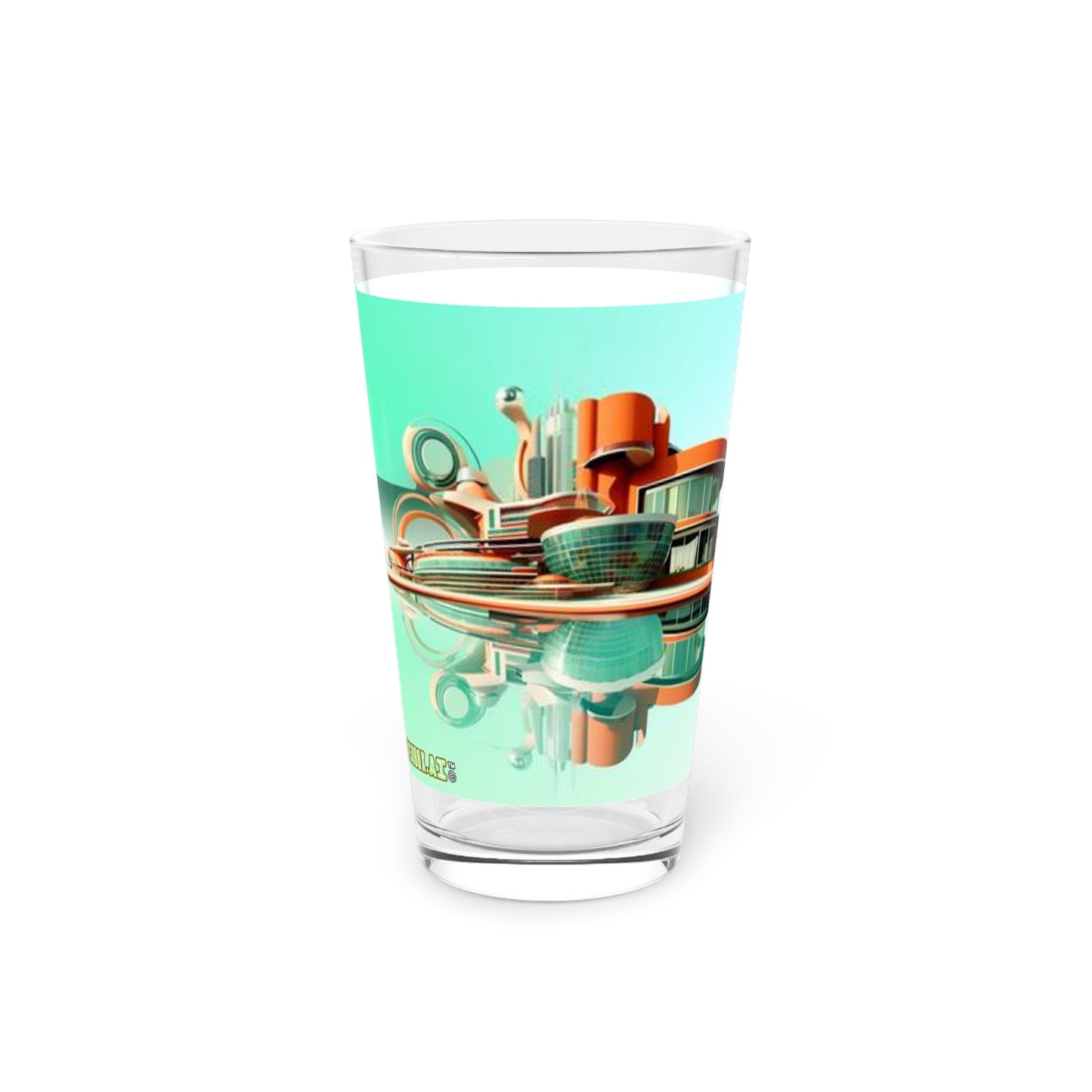 Pint Glass, 16oz Miami Inspired Architecture 003