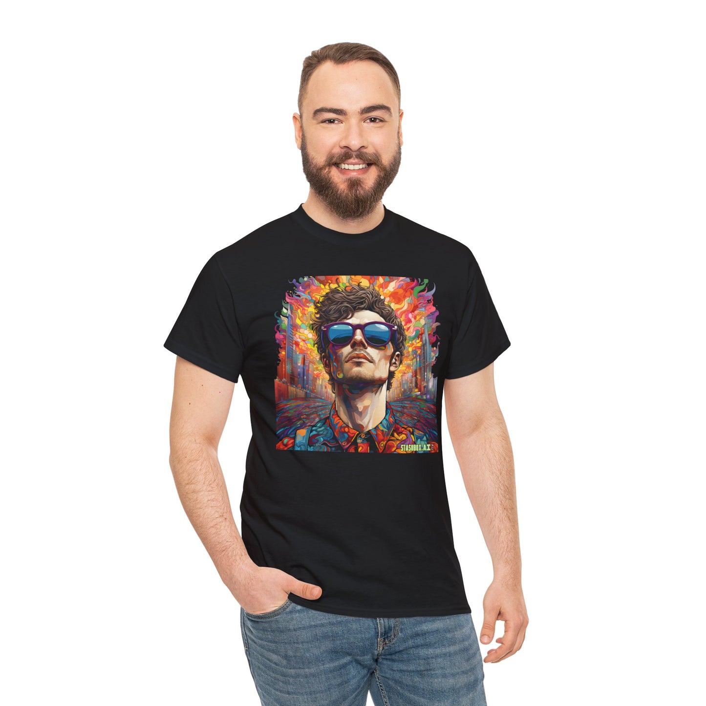 Unisex Heavy Cotton Tshirt - Urban Psychedelia: SpectraVision Shirt New York 008