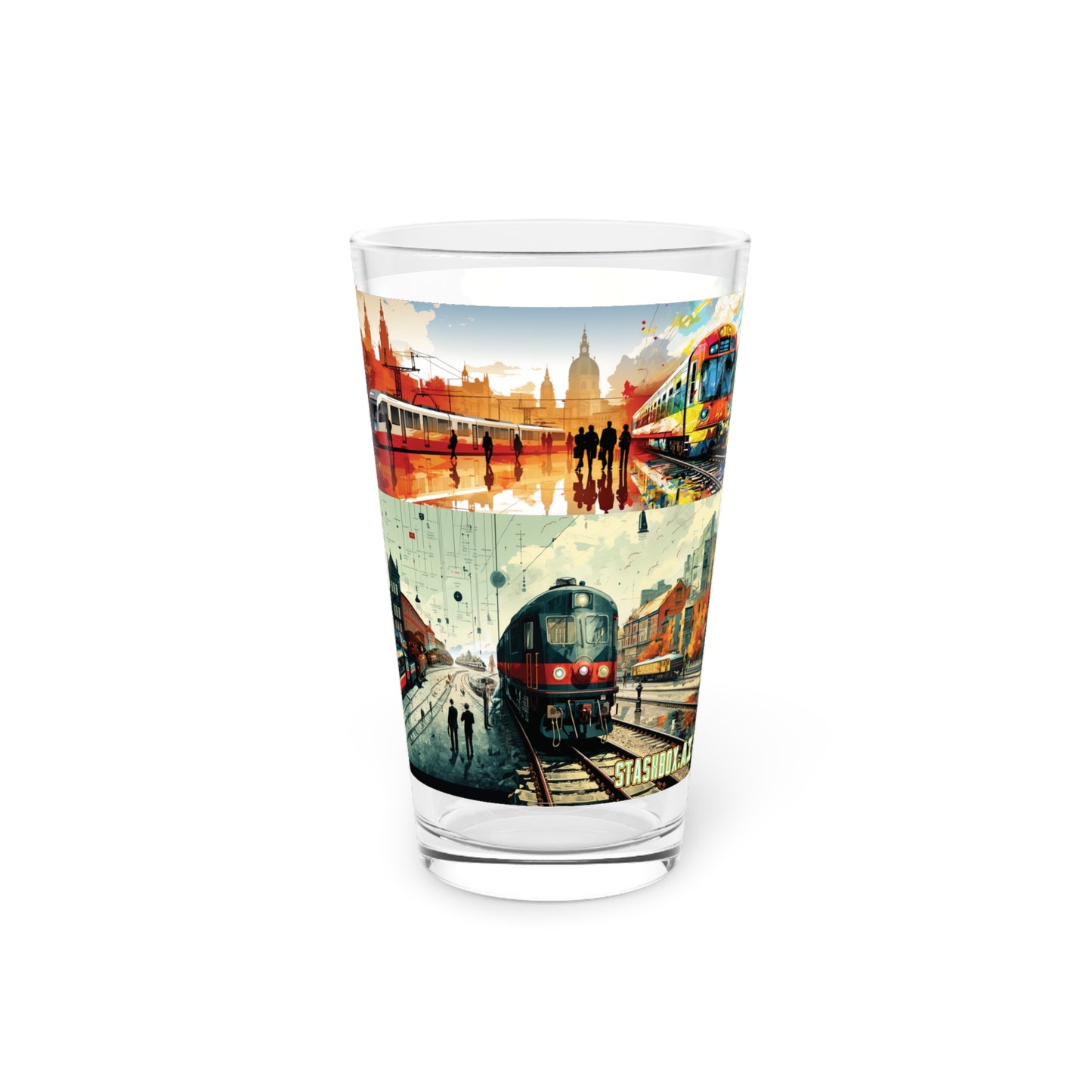 Explore the urban tapestry with our Cityscape Chronicles Pint Glass. Featuring a Wimmelbilder Railway Double Mural, it's a visual feast for city enthusiasts. #UrbanArtistry #CityscapeSips