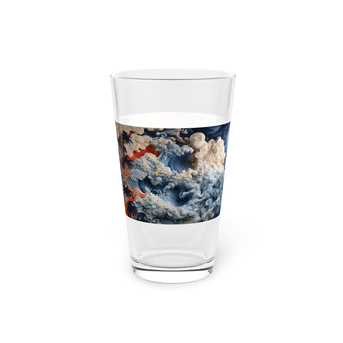 Pint Glass, 16oz Oceanic Express: Fluid Forms Mural Train 003