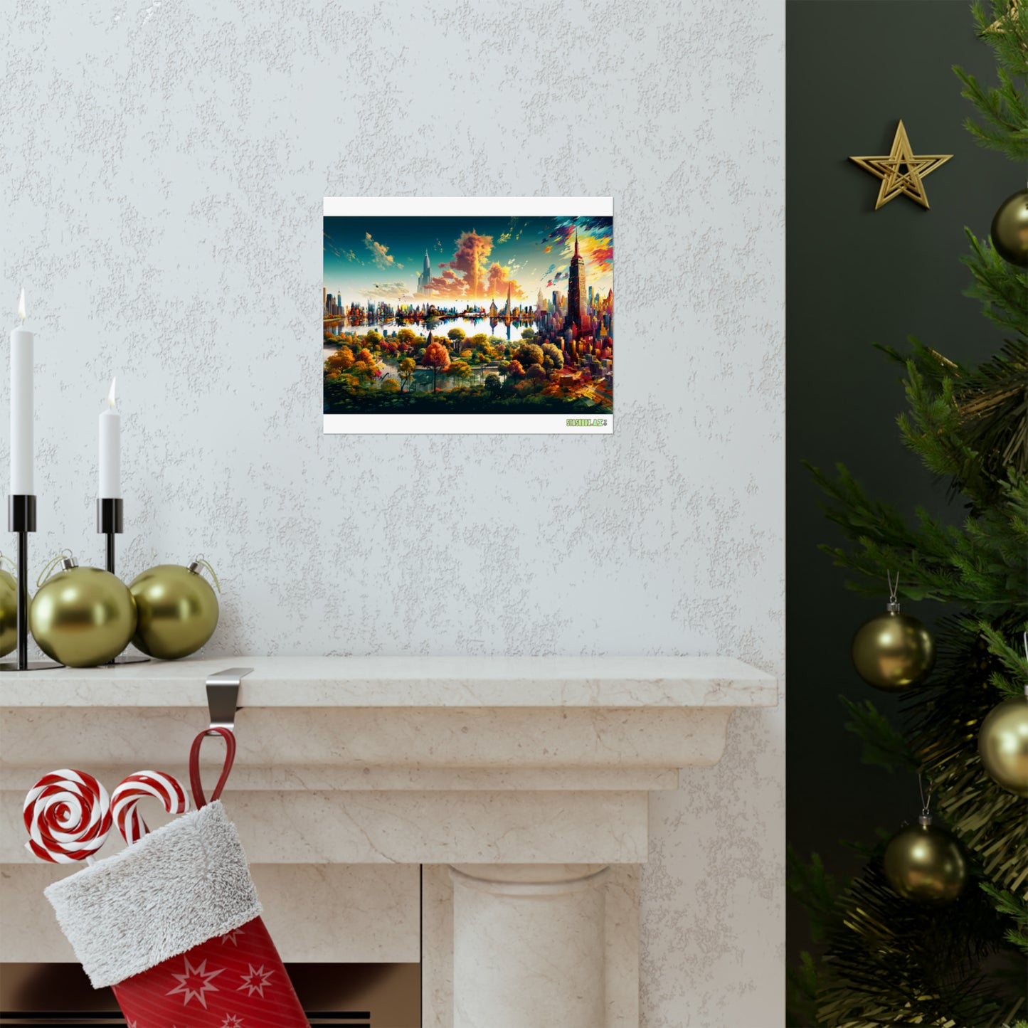 Matte Horizontal Poster New York Dreamlike Illustration of City NY 004