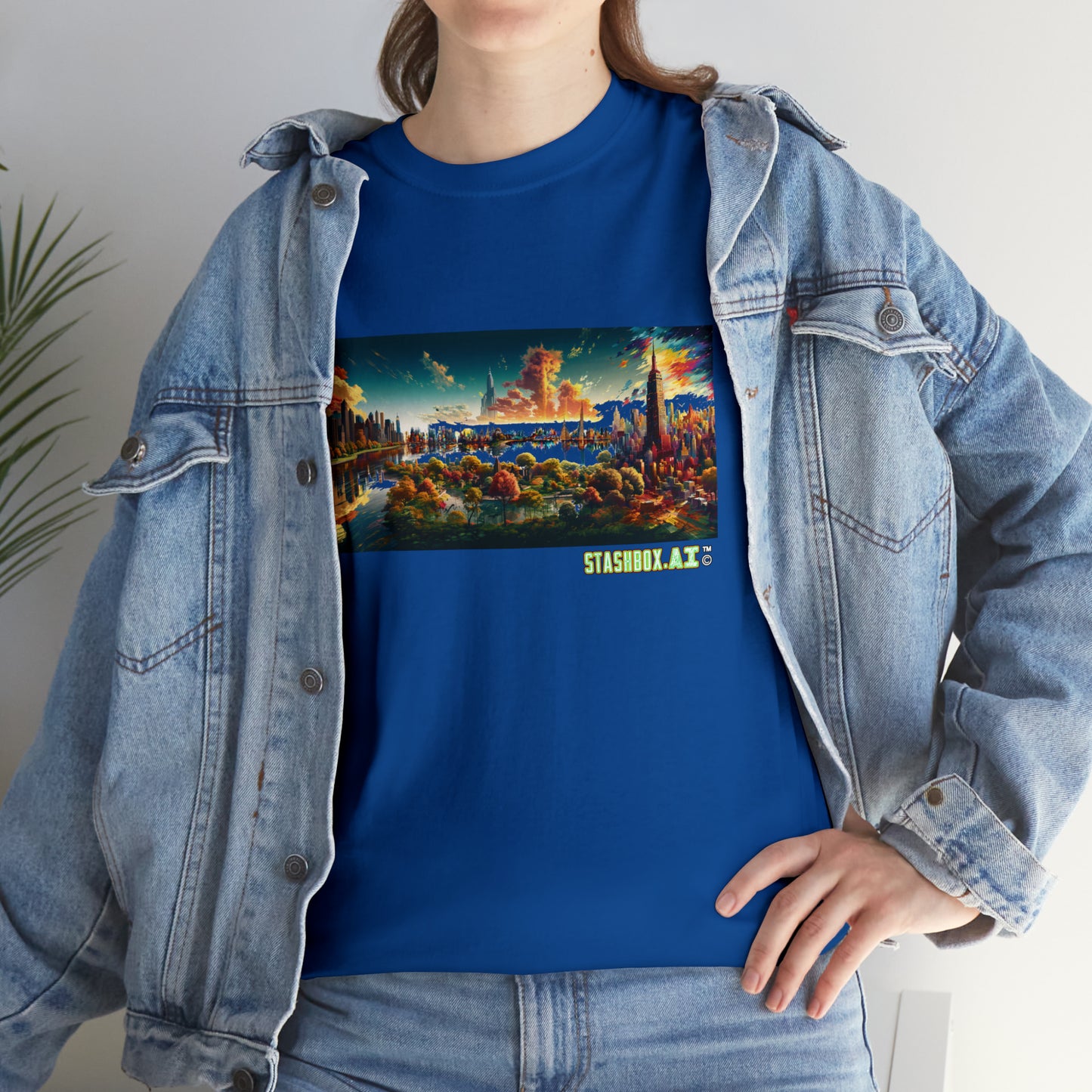 Unisex Heavy Cotton T-Shirt Dreamlike Illustration of a City New York 004