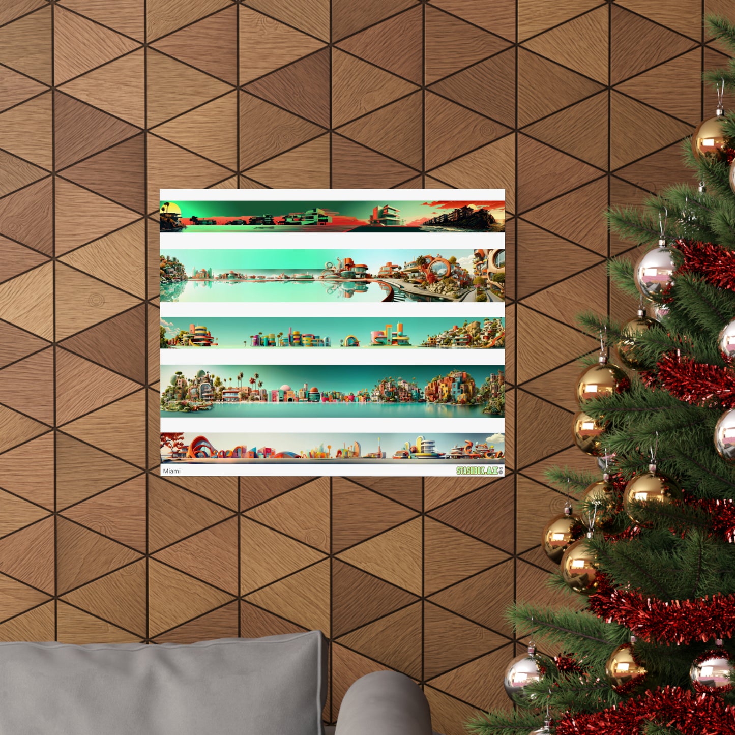 Matte Horizontal Poster Miami Architecture 5-in-1 Design 002