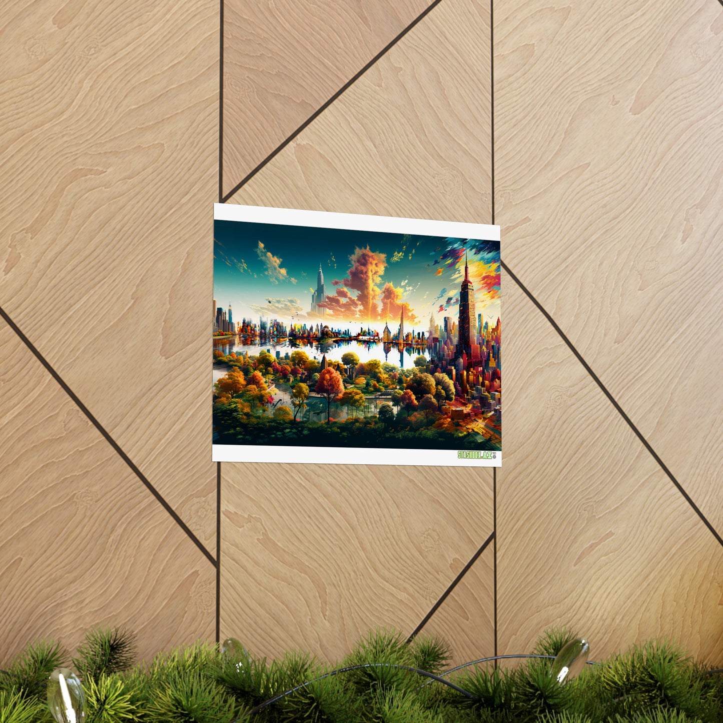 Matte Horizontal Poster New York Dreamlike Illustration of City NY 004