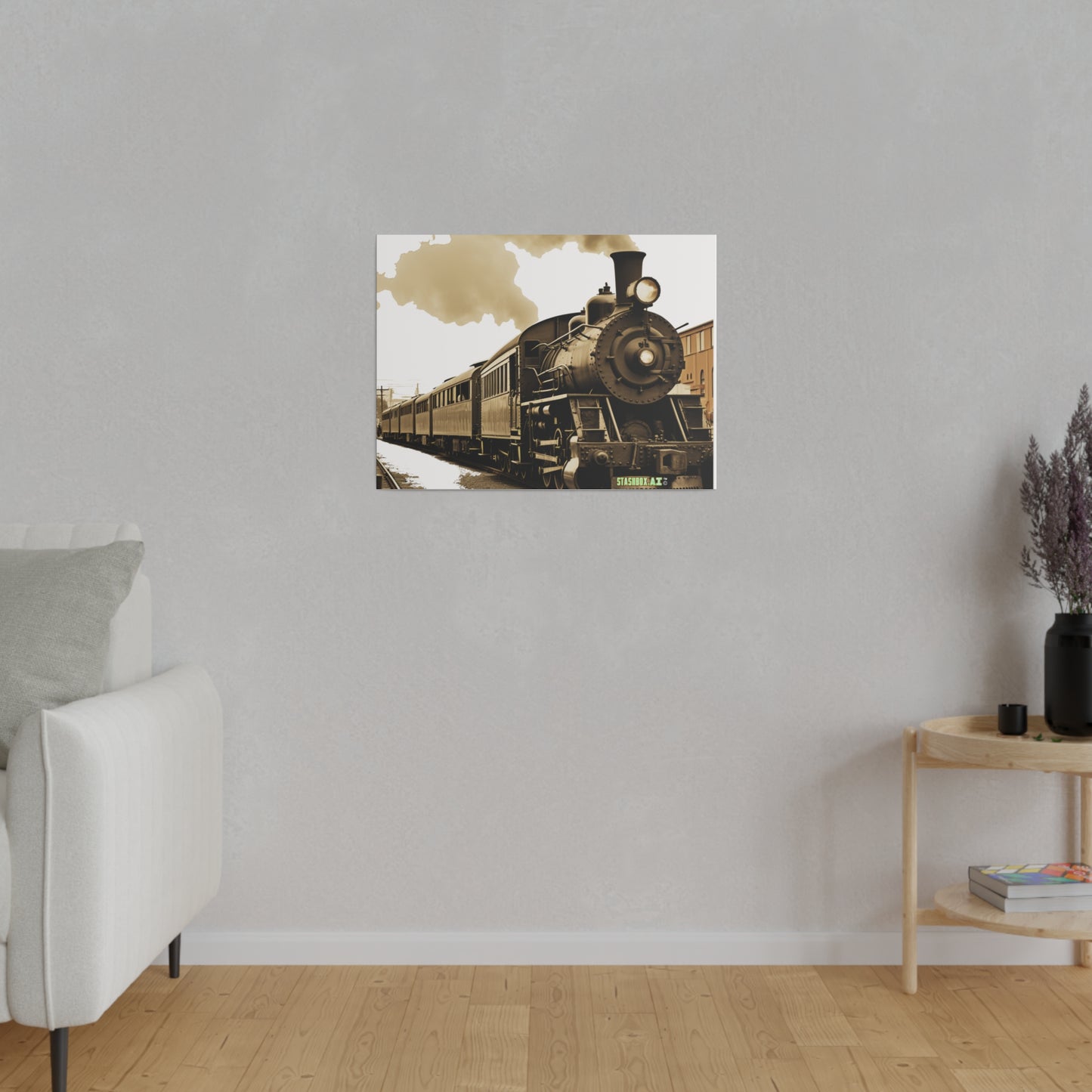 Matte Canvas, Stretched, 0.75", Classic Train Design 017