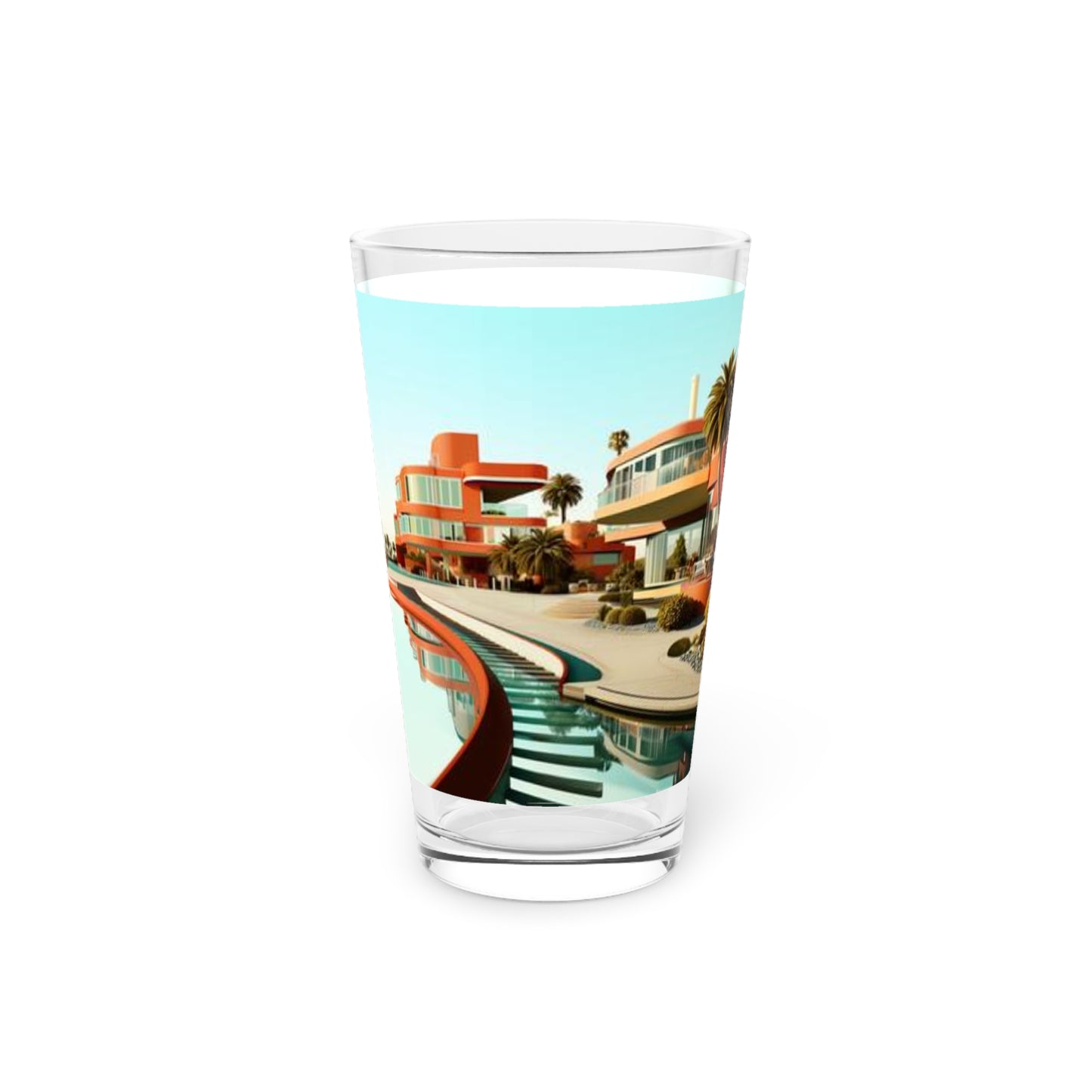 Pint Glass, 16oz Miami Inspired Architecture 003