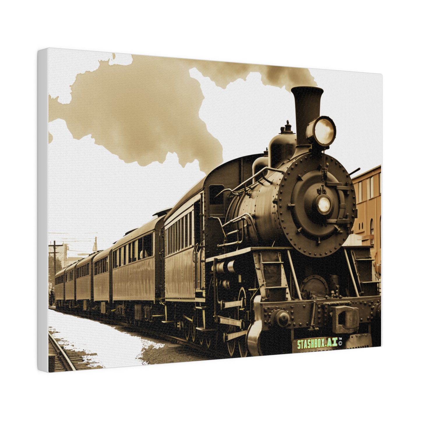 Matte Canvas, Stretched, 0.75", Classic Train Design 017