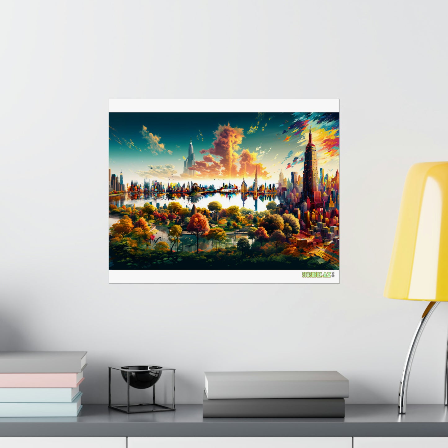 Matte Horizontal Poster New York Dreamlike Illustration of City NY 004