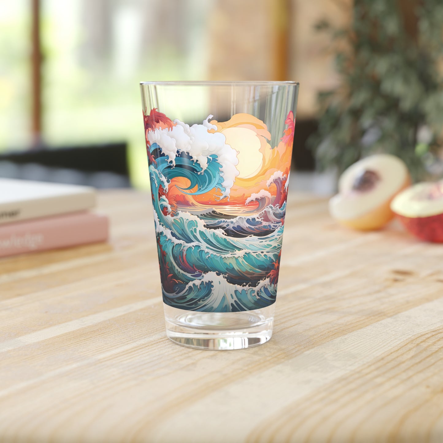 Discover the beauty of Japanese aesthetics with our Design #013 Japanese Art Style Waves Pint Glass. Your glassware, your journey to Japan, exclusively at Stashbox.ai.