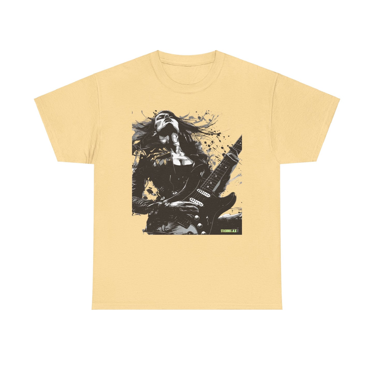 Unisex Heavy Cotton T-Shirt Girl Guitarist Rocking 001