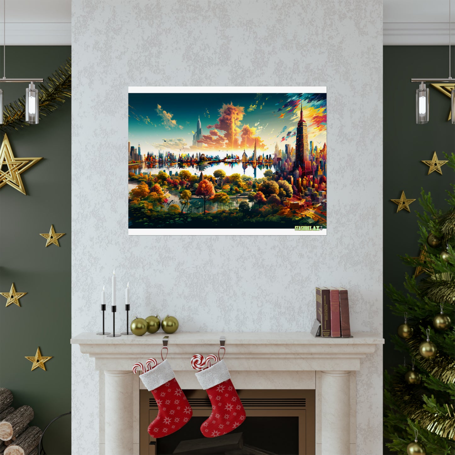 Matte Horizontal Poster New York Dreamlike Illustration of City NY 004