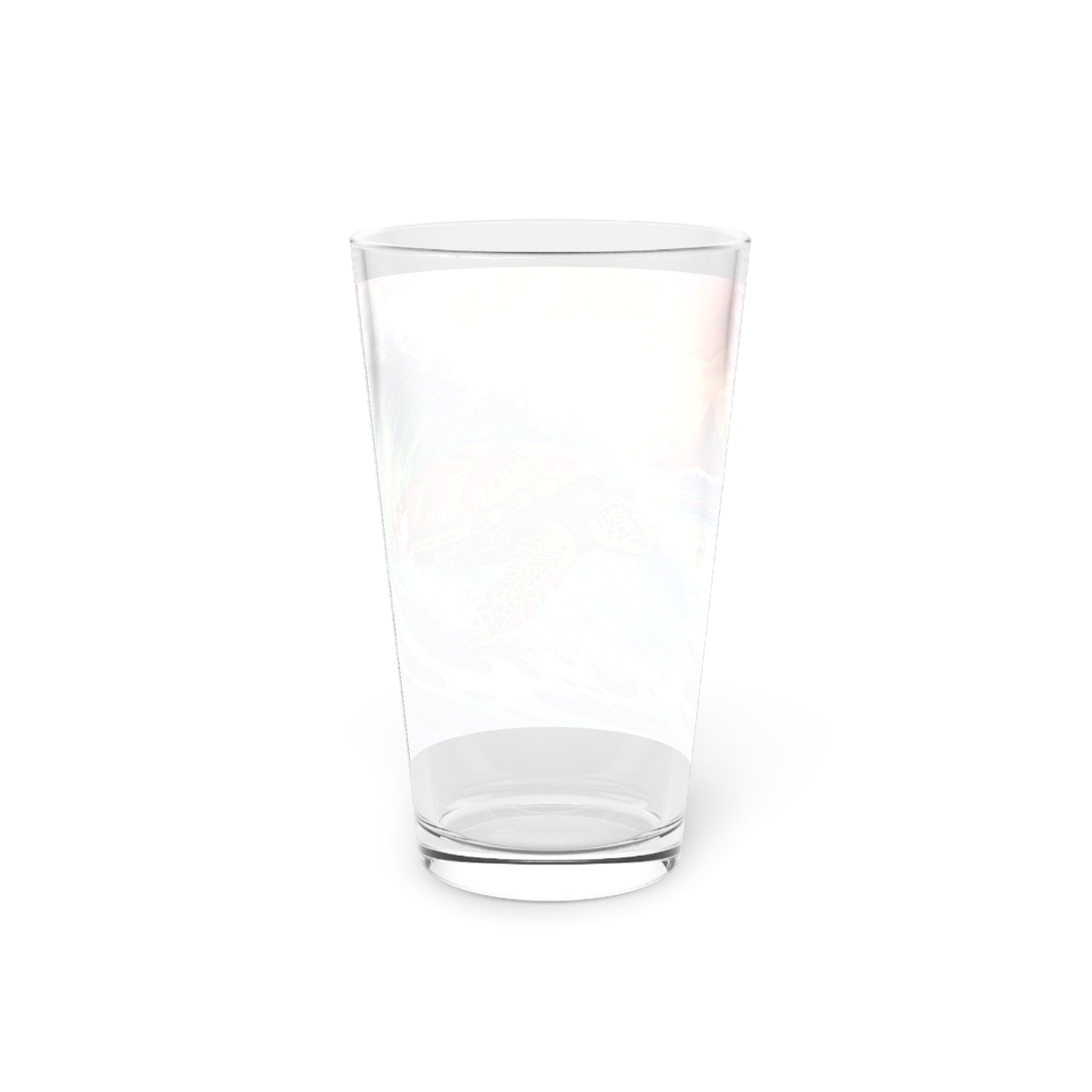 Pint Glass, 16oz Surfing Turtle Colorful Wave 027