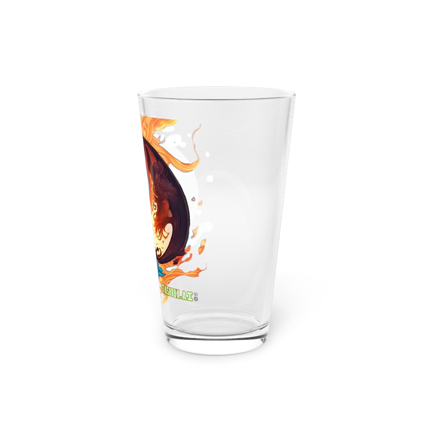 Ying Yang Pint Glass, 16oz Colorful by Joel Lovett #001