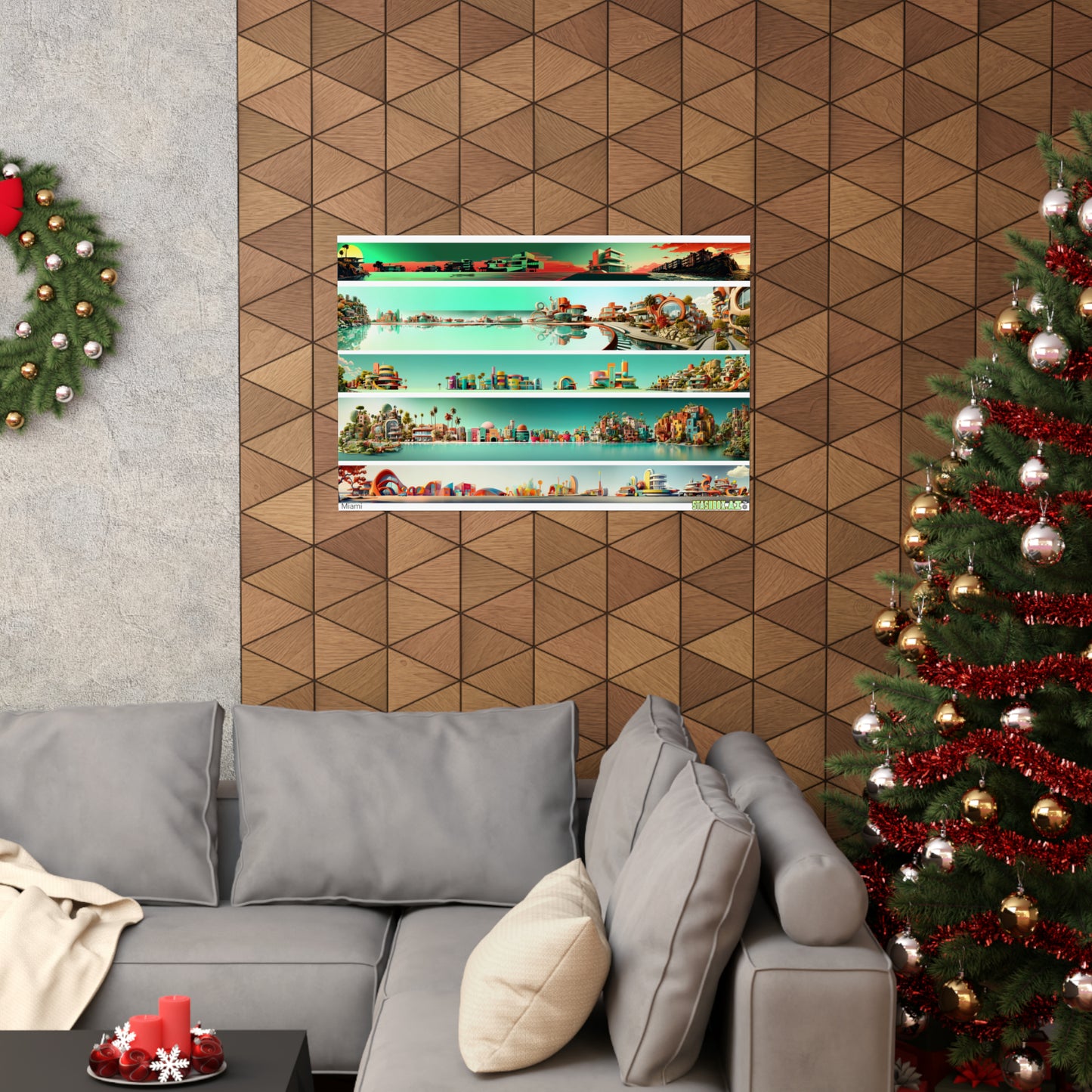 Matte Horizontal Poster Miami Architecture 5-in-1 Design 002