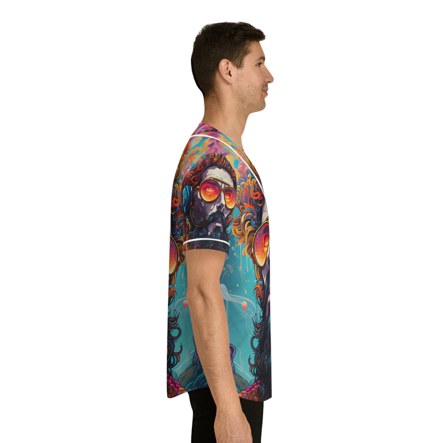 Dive into vibrant hues with our Men's Psychedelic Baseball Jersey (AOP), Design #003 by Stashbox. Your wardrobe, your ticket to a kaleidoscope of colors, exclusively at Stashbox.ai.