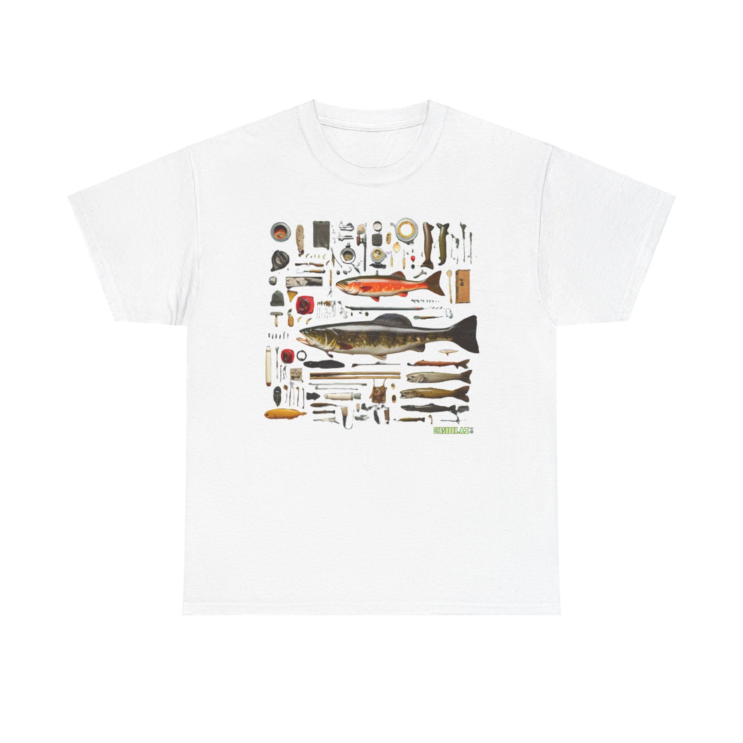 T-Shirt Heavy Cotton Unisex - Fishing for Fishermen Knolling Abstract Art 006