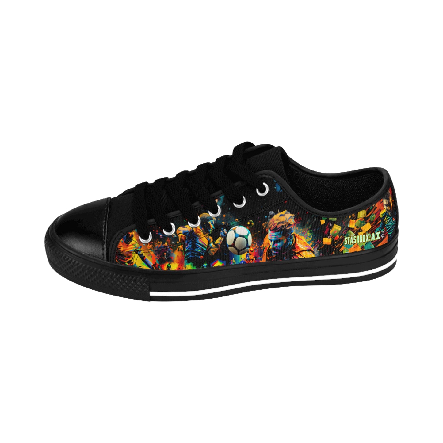 STASHBOX.AI Men's Soccer Voronoi Art 001 Shoes featuring original music artwork