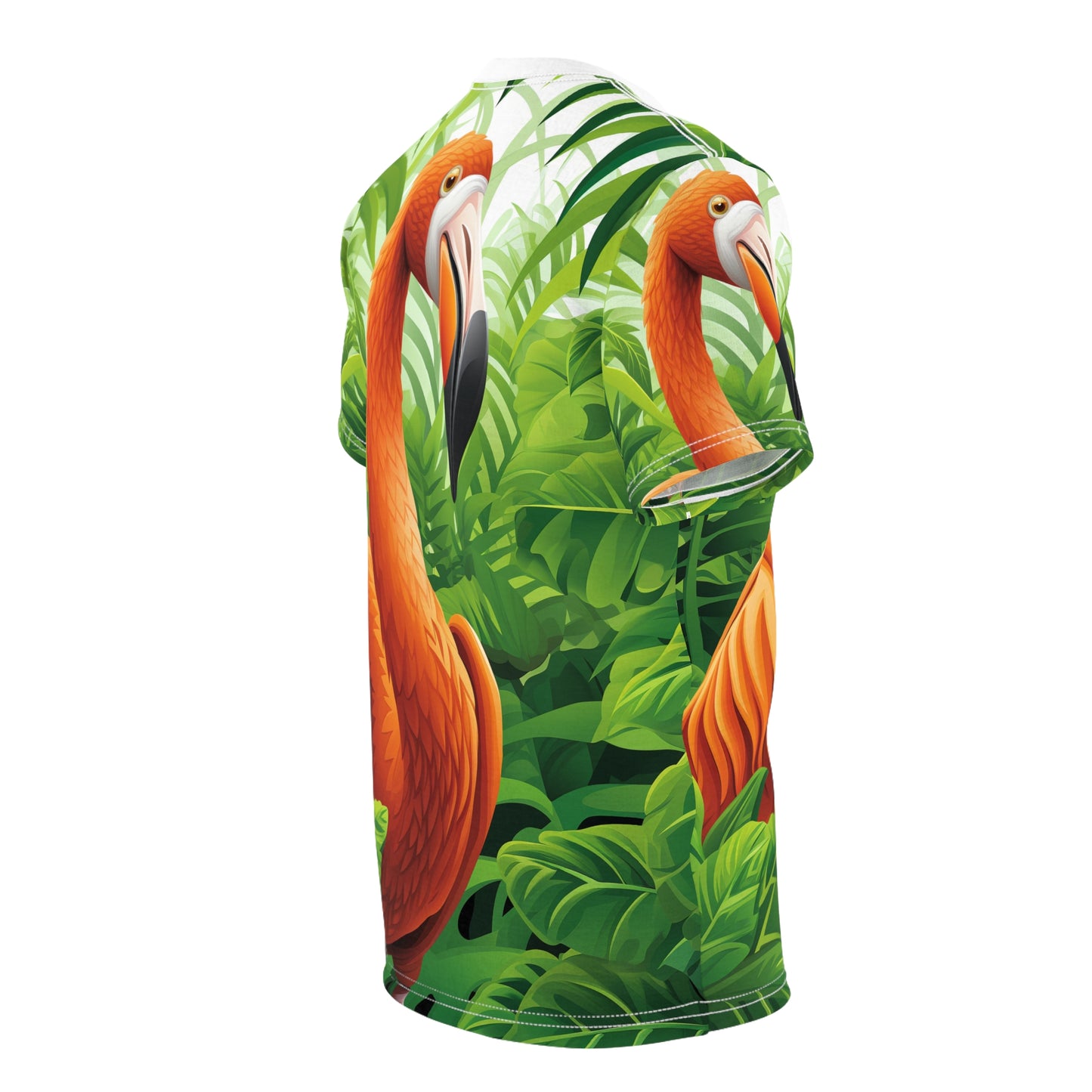 Unisex Cut & Sew TShirt (AOP) Flamingo Design 001