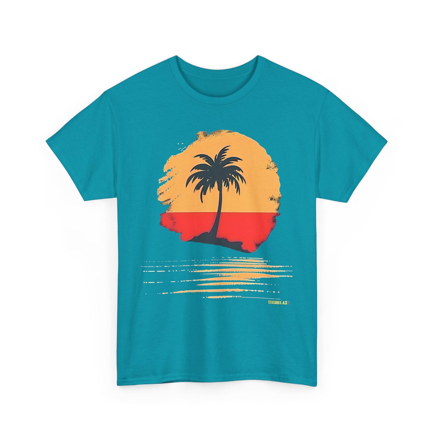Unisex Heavy Cotton Tee Tropical Rasta Colors Minimalism 003