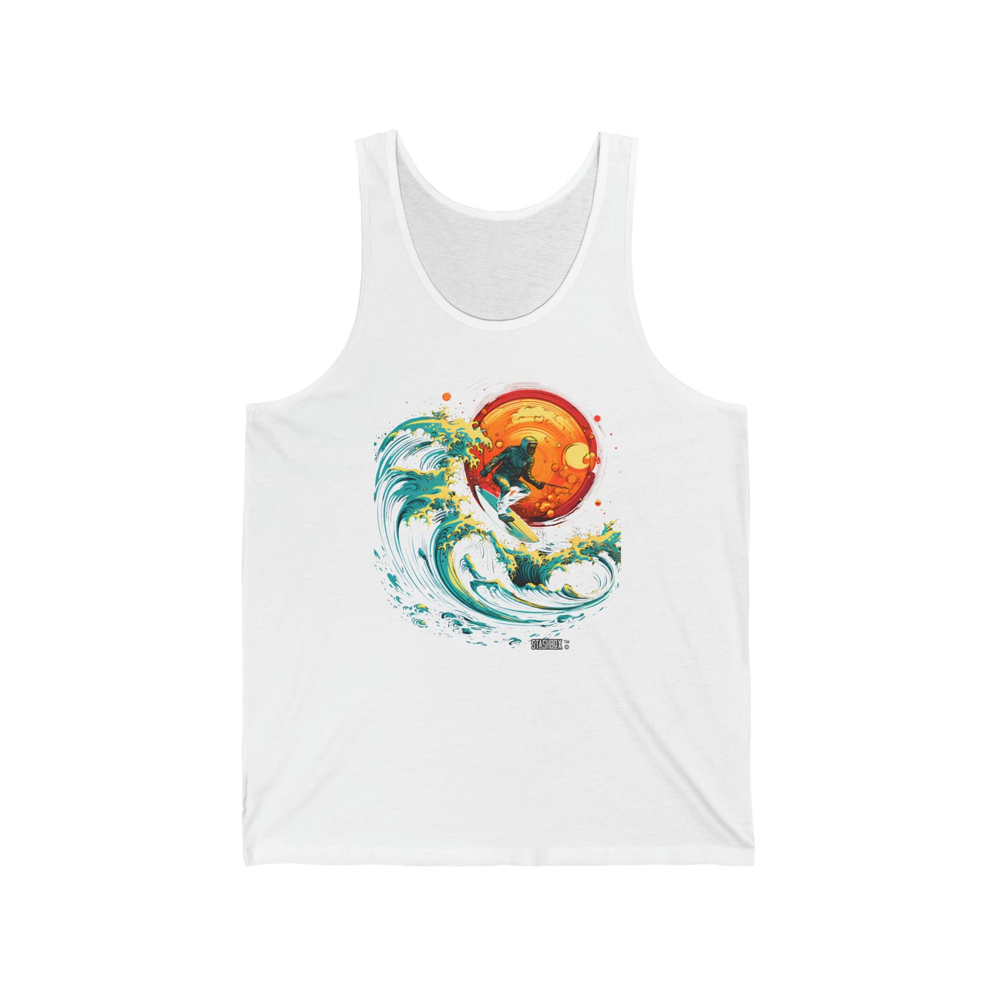 Unisex Jersey Tank Surfing Astronaut Space Wave Art 67