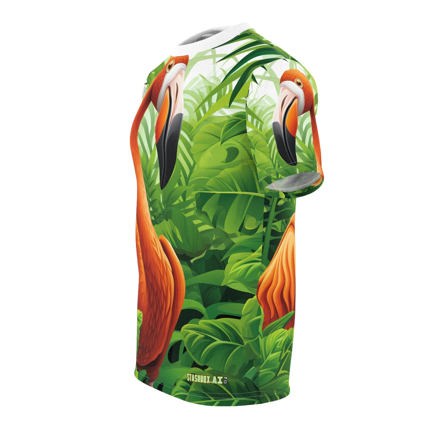 Unisex Cut & Sew TShirt (AOP) Flamingo Design 001