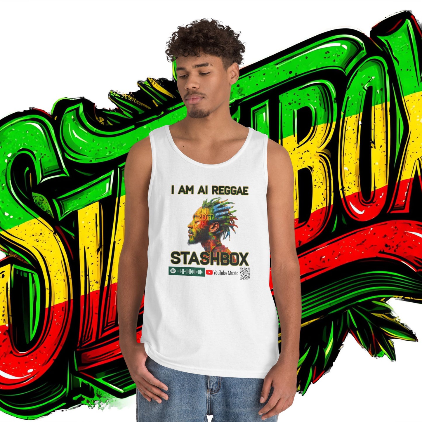 I Am AI Reggae - Stashbox - Unisex Heavy Cotton Tank Top