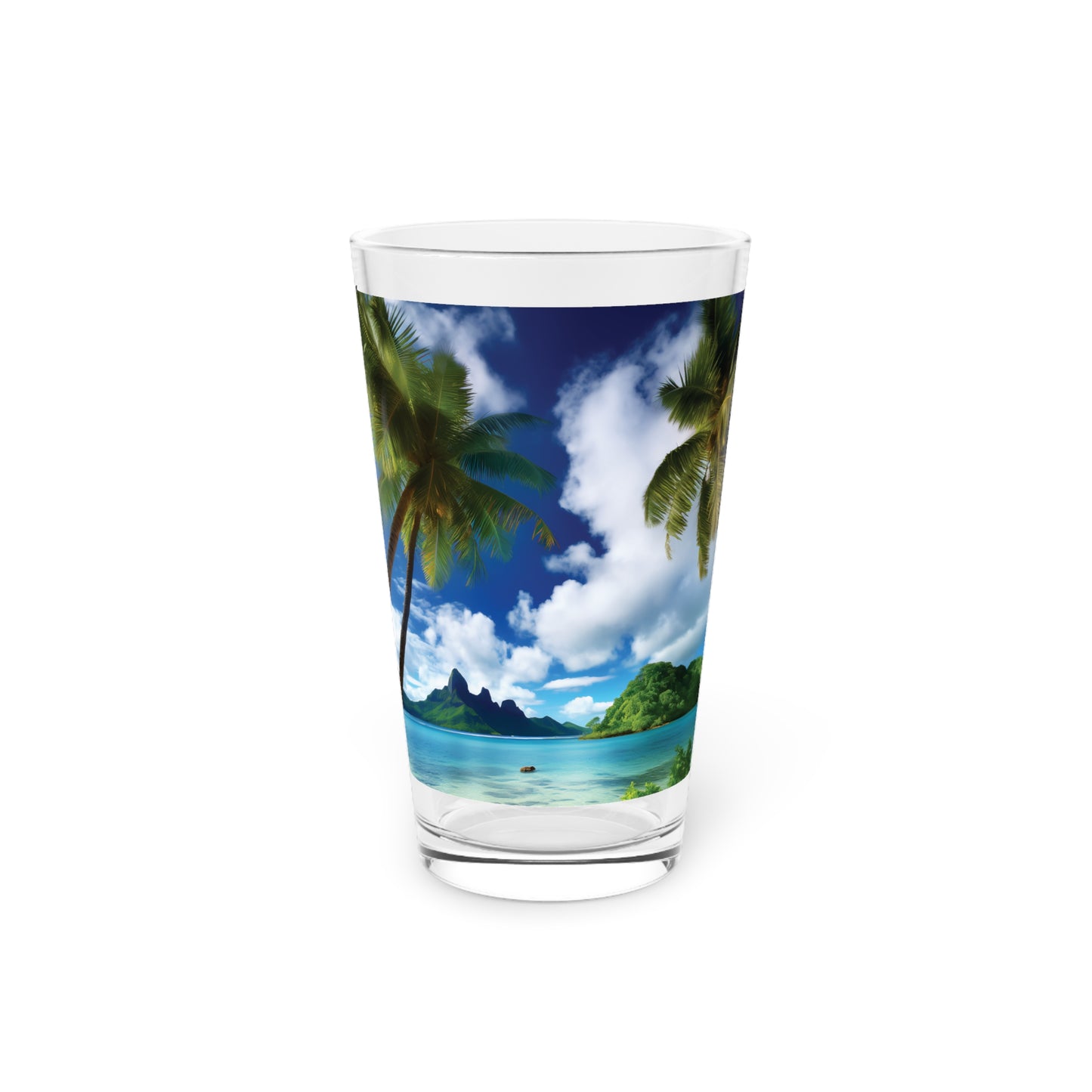 Pint Glass, 16oz Tahiti Tropical Beach Art Tropics 001