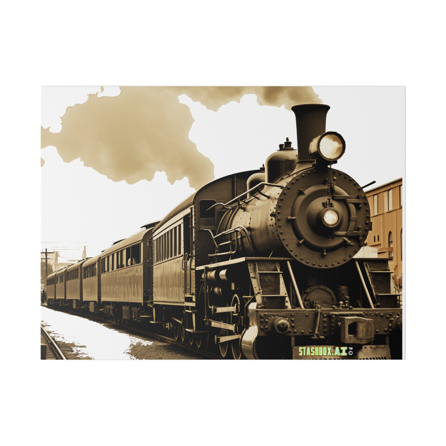 Matte Canvas, Stretched, 0.75", Classic Train Design 017