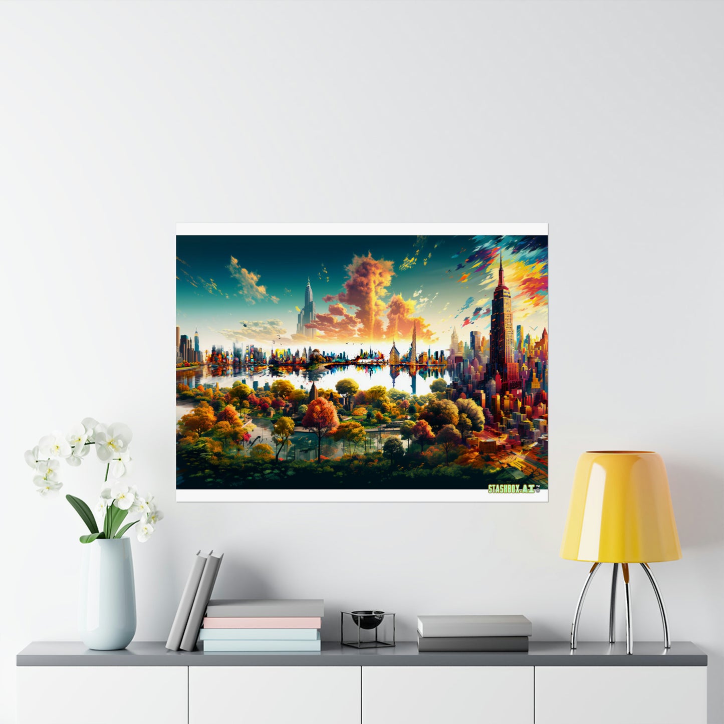 Matte Horizontal Poster New York Dreamlike Illustration of City NY 004