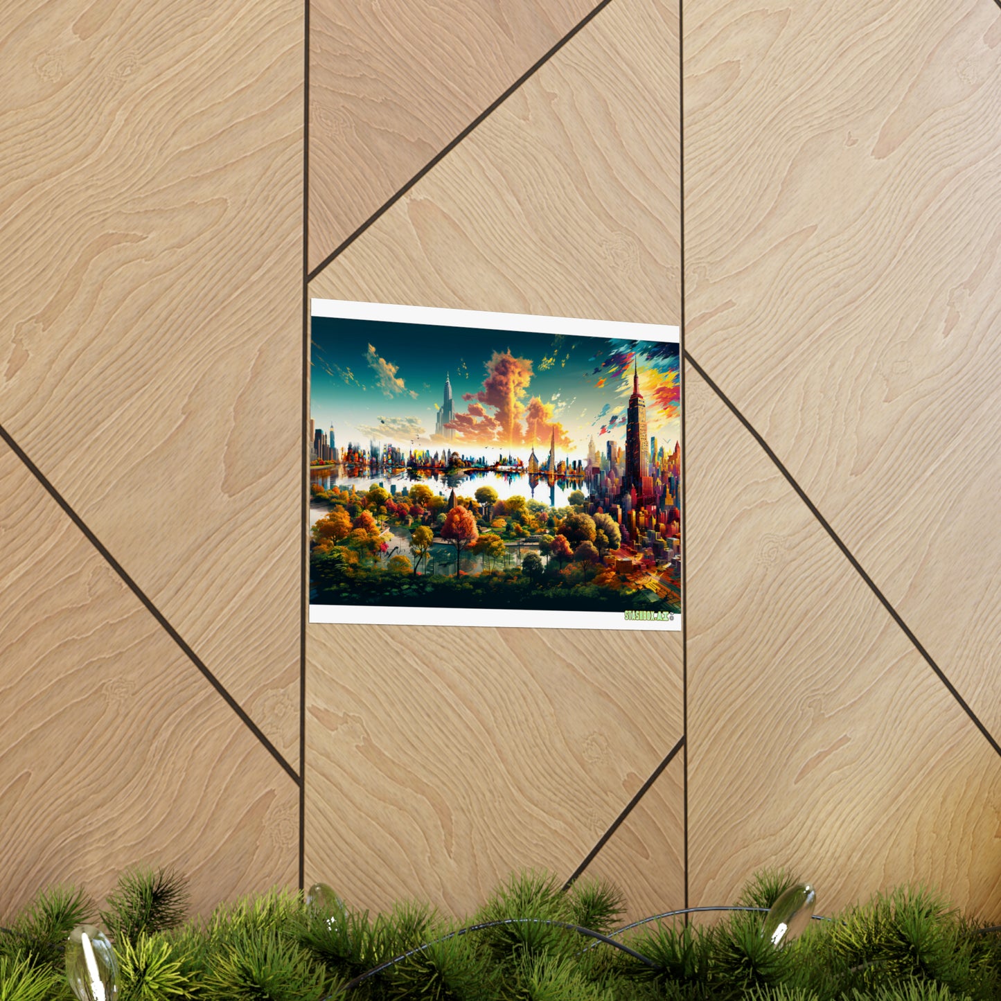 Matte Horizontal Poster New York Dreamlike Illustration of City NY 004