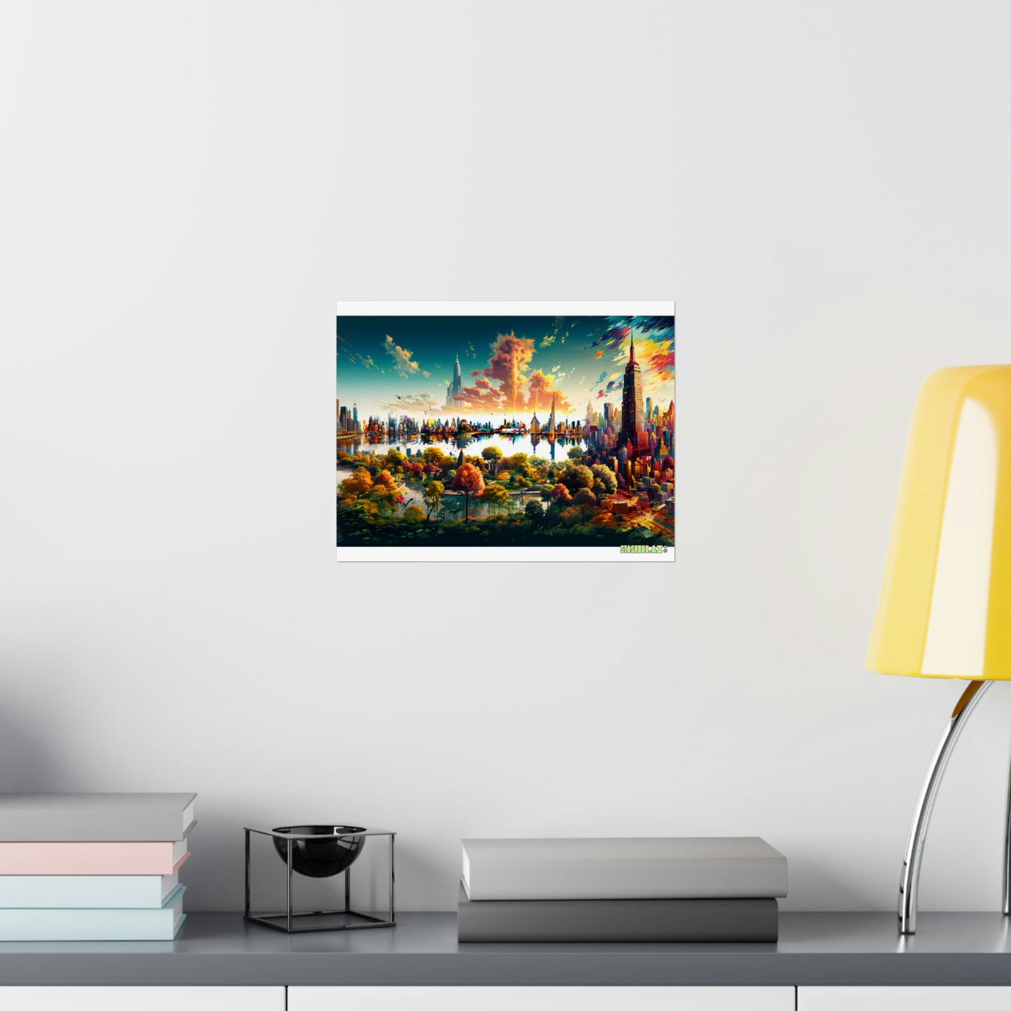 Matte Horizontal Poster New York Dreamlike Illustration of City NY 004