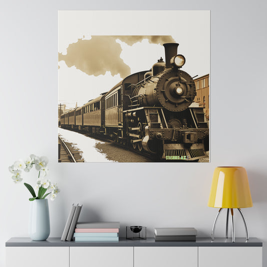 Matte Canvas, Stretched, 0.75", Classic Train Design 017