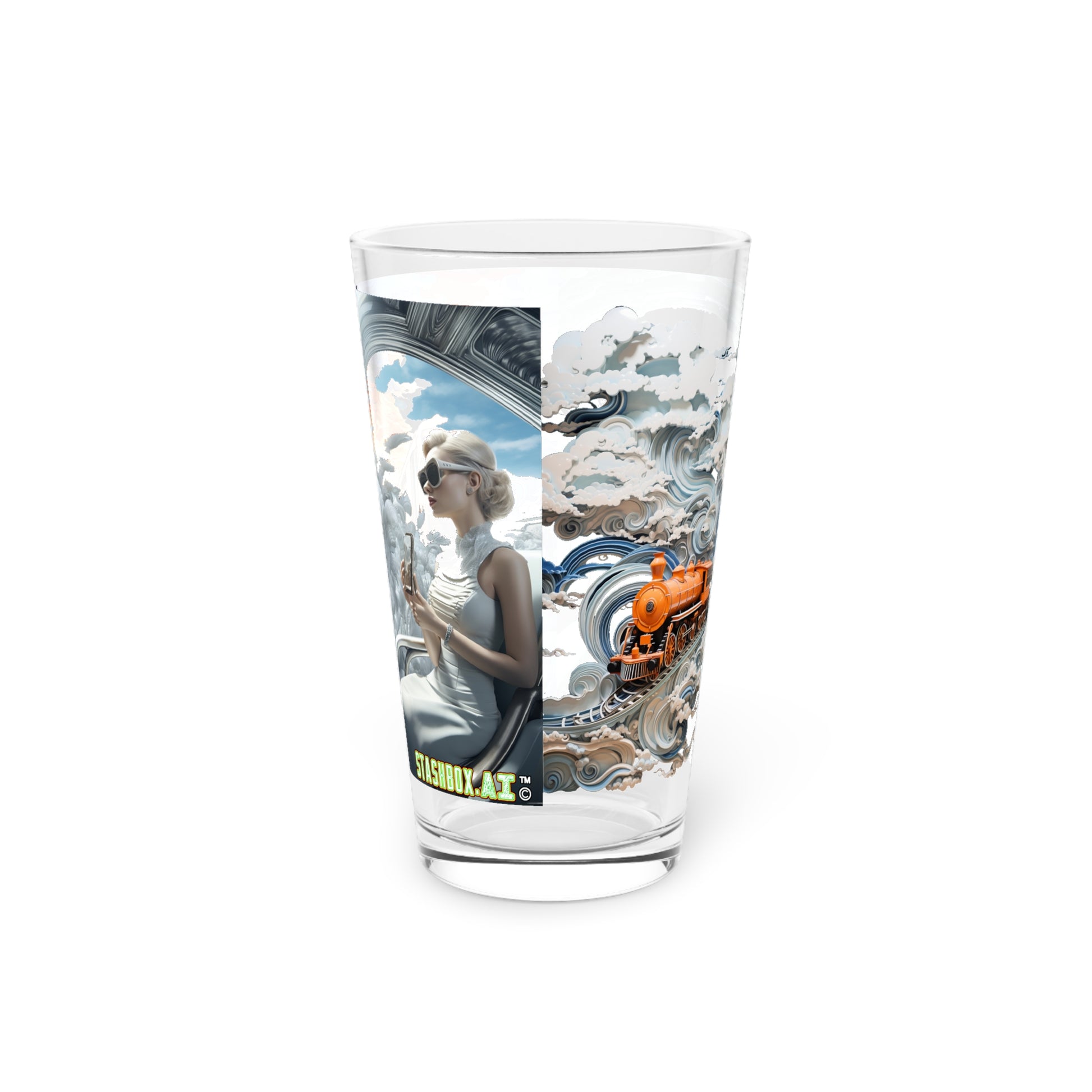 Premium 16oz Glass Featuring Quirky Manga Art and Neo Plasticism