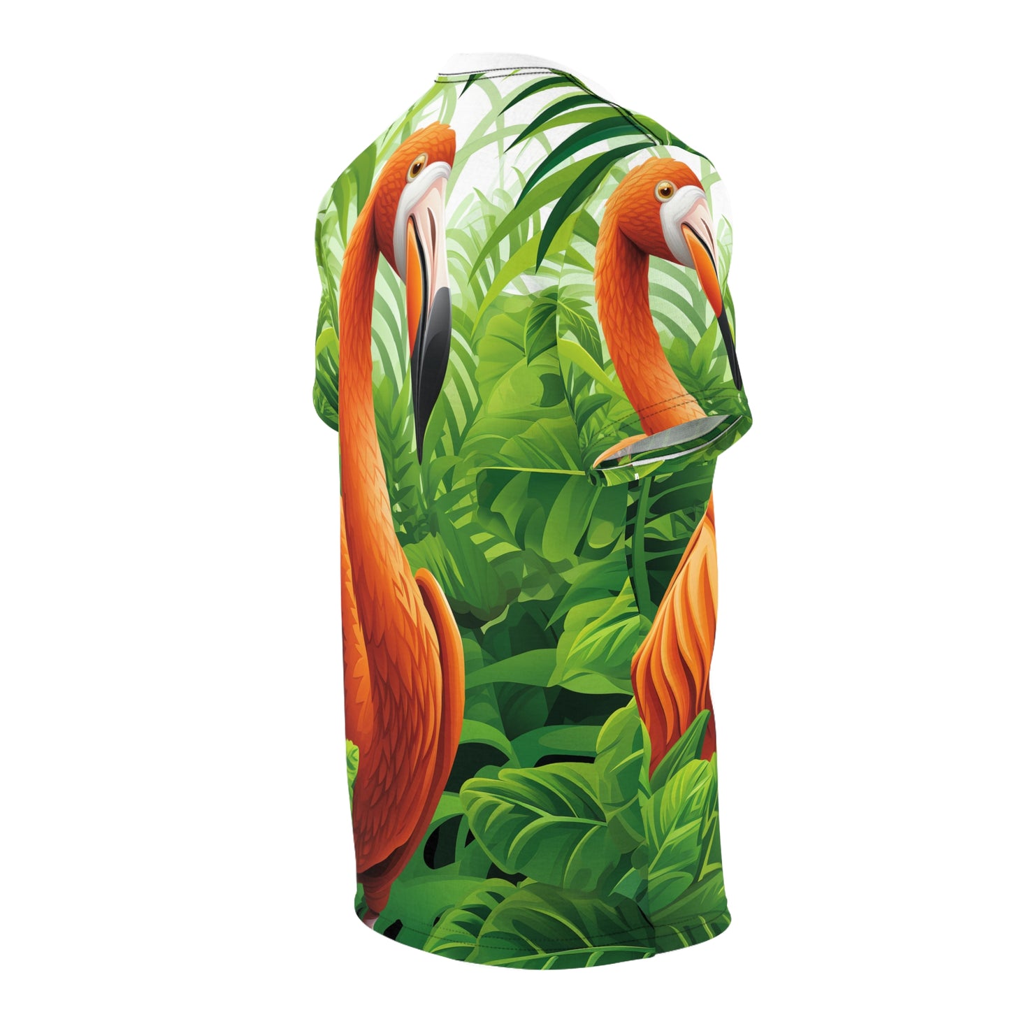 Unisex Cut & Sew TShirt (AOP) Flamingo Design 001