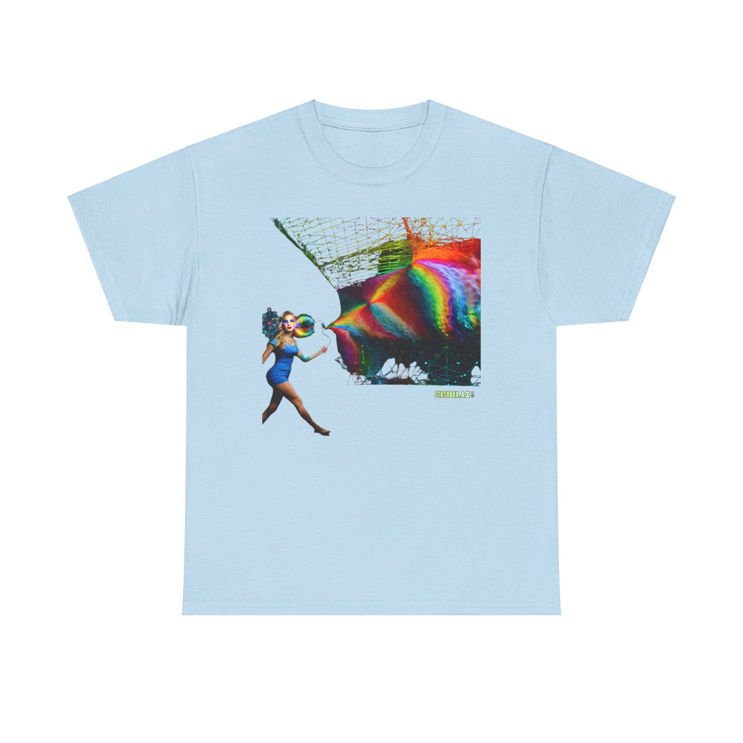 Unisex Heavy Cotton T-Shirt Beautiful Woman Rainbow Ink Drawn 007