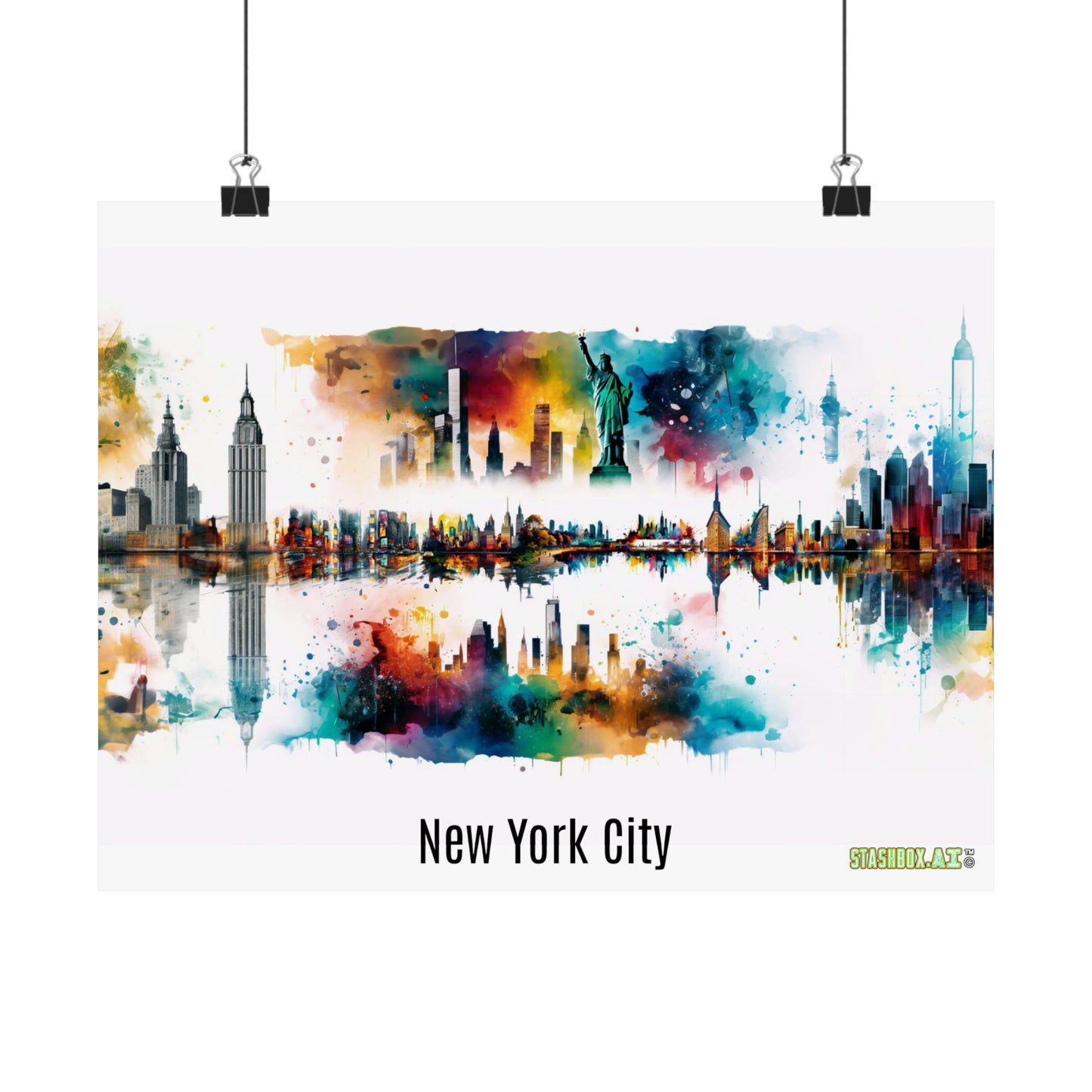 Dreamlike Illustration of a City New York Inspired -Matte Horizontal Posters - Stashbox New York Design #004