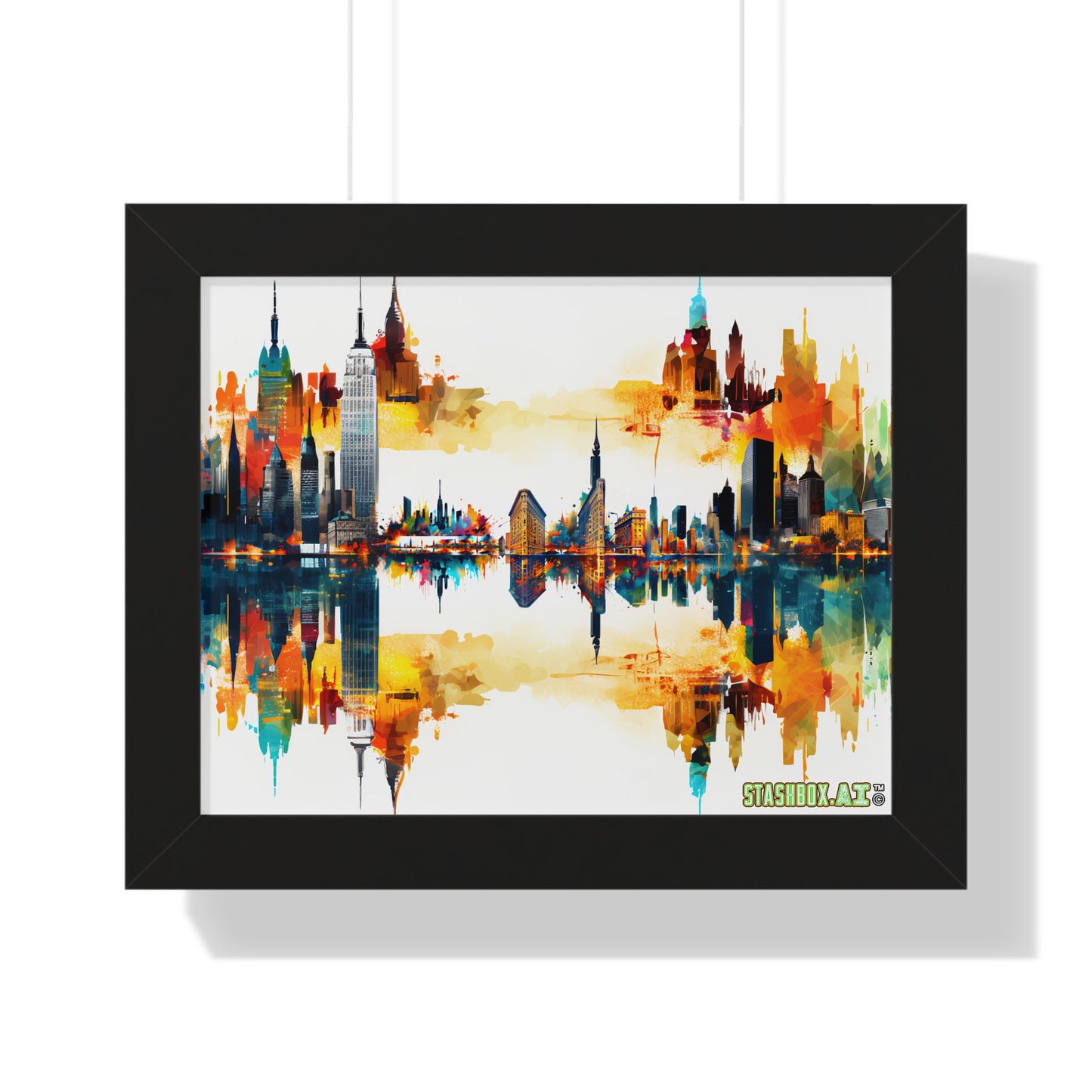 Vibrant NYC Skyline Watercolor Poster - Stashbox Design